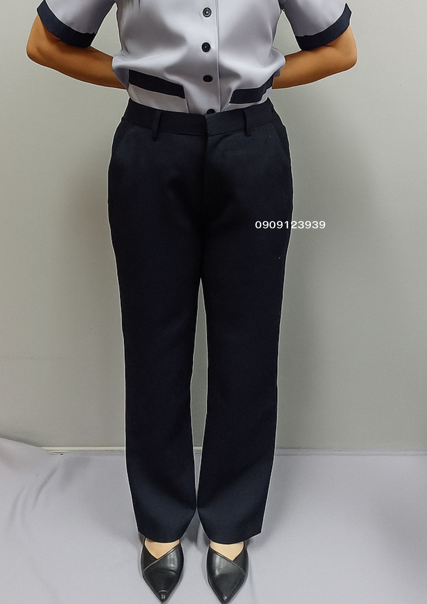 กางเกงเอวยางข้าง สีดำ