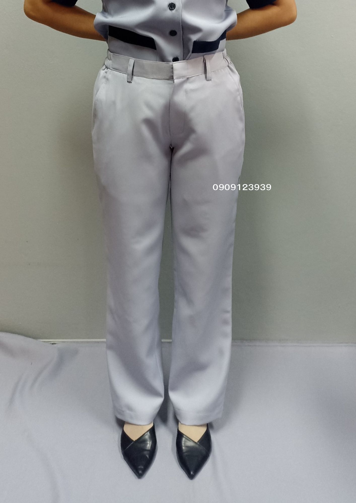 กางเกงเอวยางข้าง สีเทา