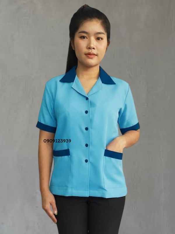 เสื้อแม่บ้านสีฟ้าเข้ม