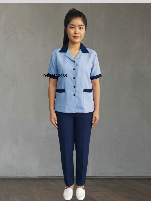 เสื้อแม่บ้านสีฟ้าอ่อน